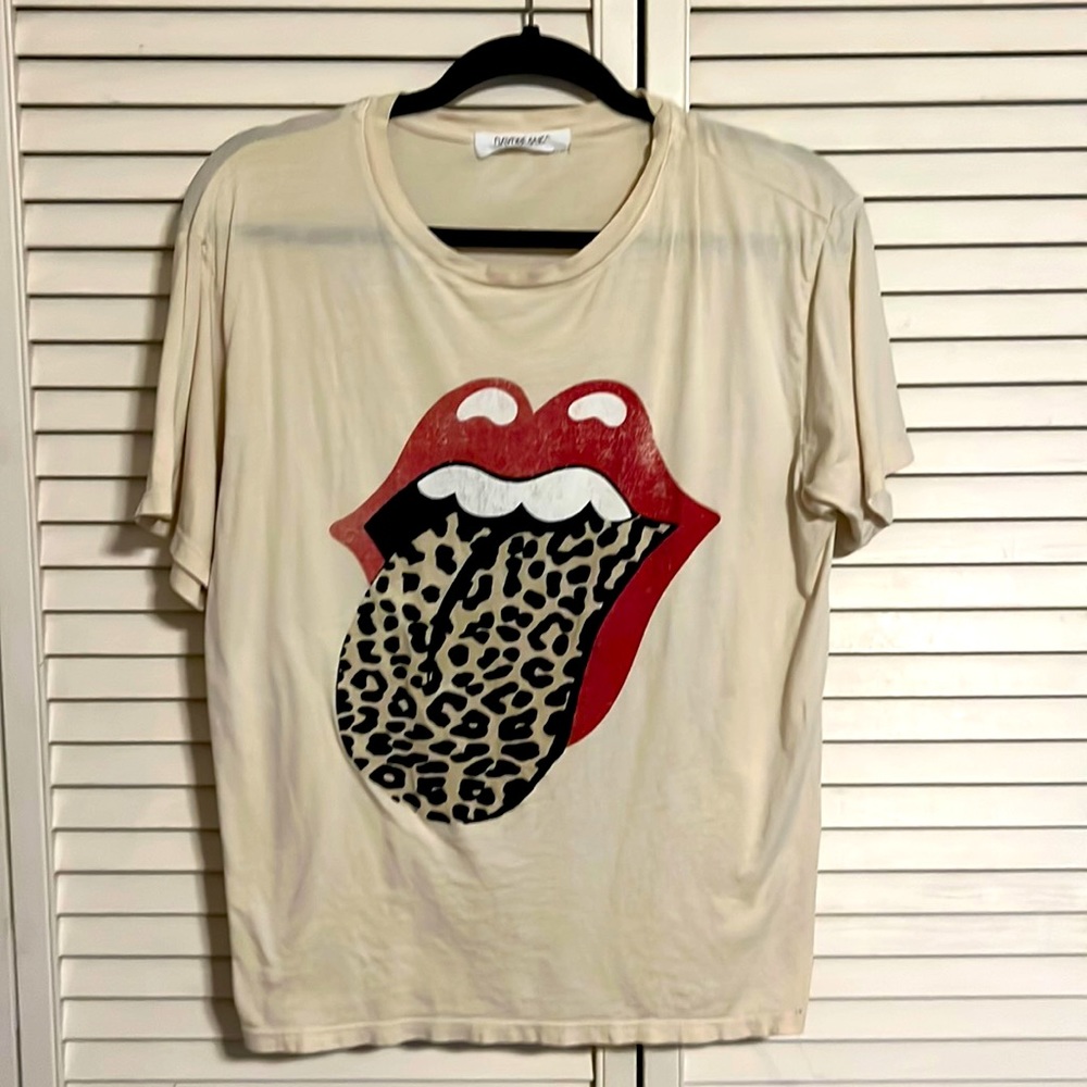 Free people leopard Rolling Stones band tee